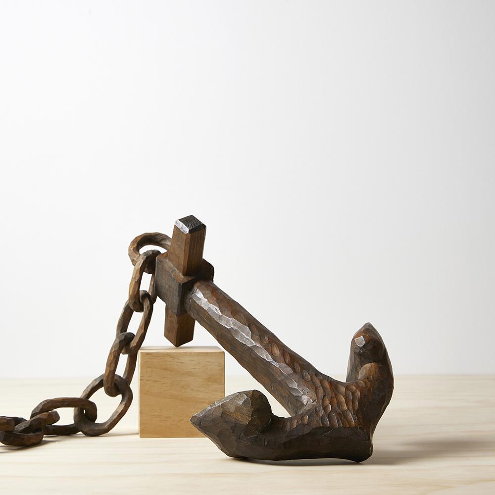 Vintage Wooden anchor and chain