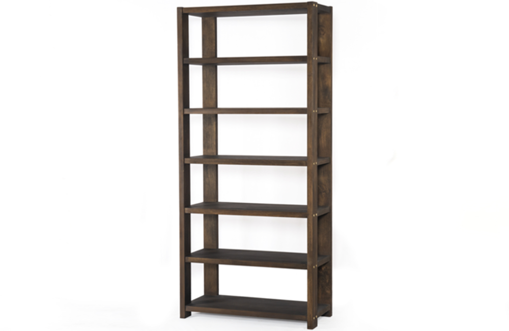 Andrew Bookshelf Bookshelf Antiqued Brass Brown mango wood natural Open Shelving