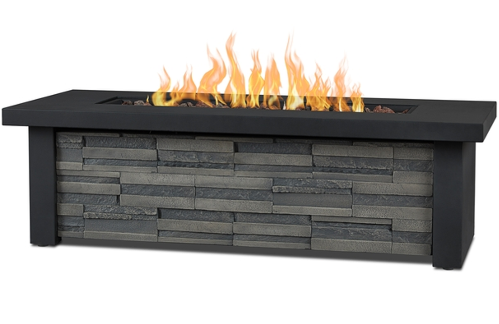 Barclay Lp Fire Table with Ng Conversion Kit Fire Pit Black Grey Powder-Coated Finish Rectangular Red Lava Rock Stainless Steel Steel