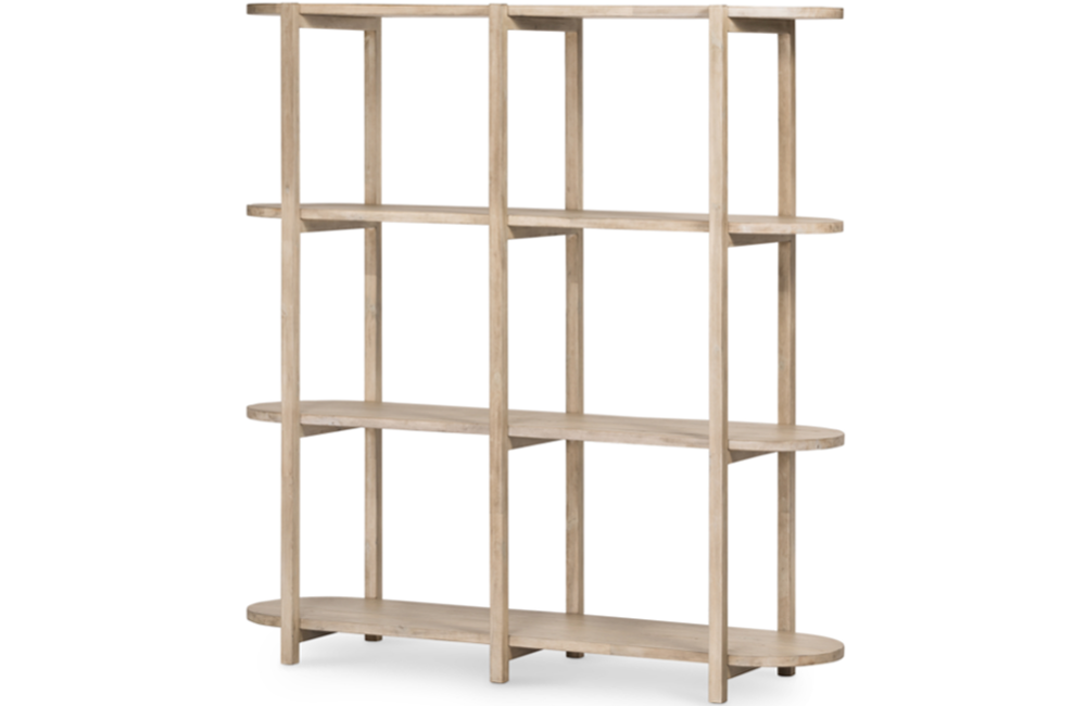 Basilio Bookshelf Bookshelf Acacia Light Brown natural Open Shelving Washed