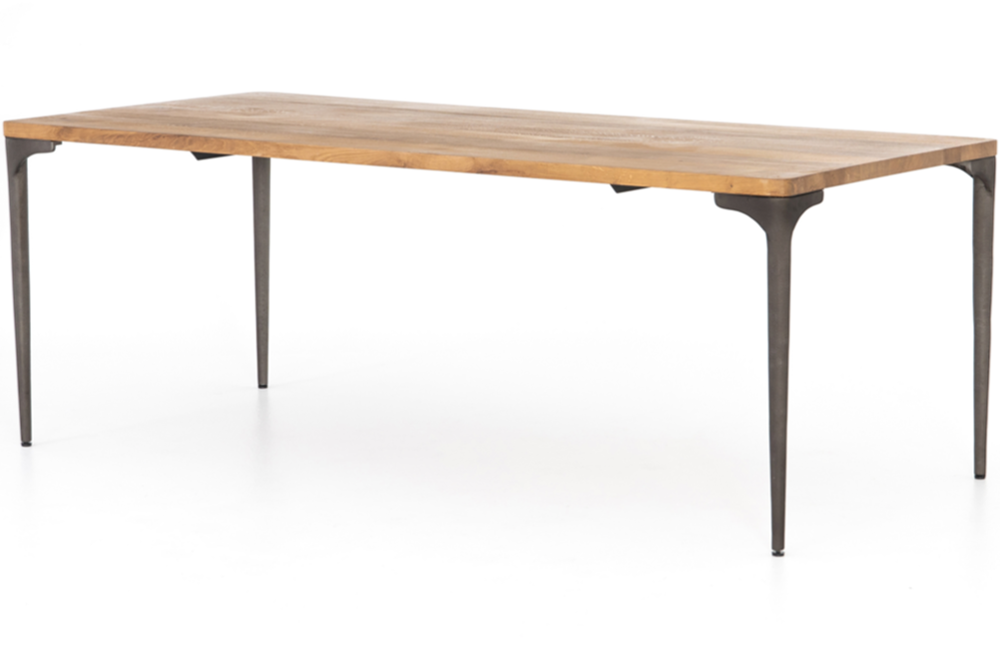 Capricia Dining Table Dining Table Aluminum Casted Gunmetal finish Light Brown natural Oak Smoked