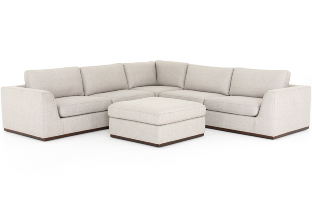 Cherise 3-Piece Sectional with Ottoman Sectionals Aged Grey Light Grey Linen Polyester Rosa Morada Warm Brown