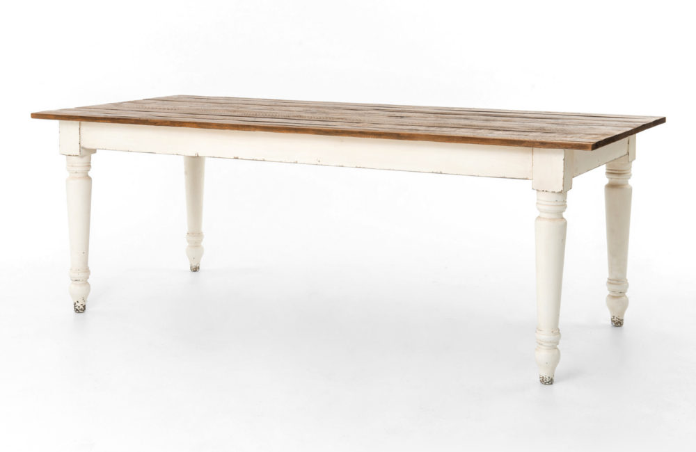 Clementine Dining Table Dining Table Bleached Carved distressed natural Pine Reclaimed White