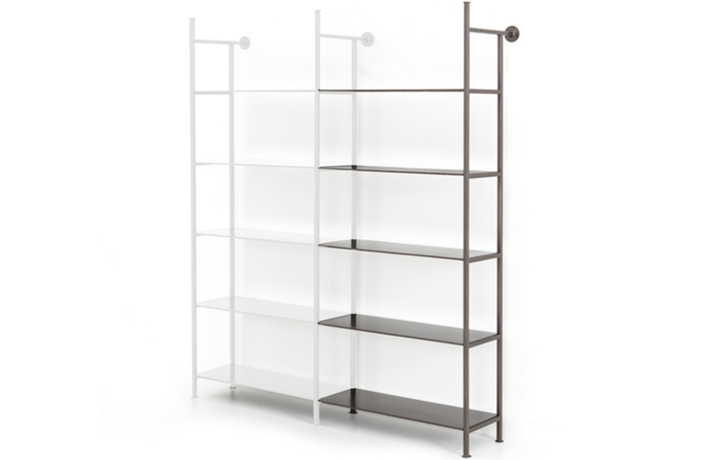 Edwin Modular Add-On Bookshelf Bookshelf Gunmetal finish Iron Open Shelving Removable White