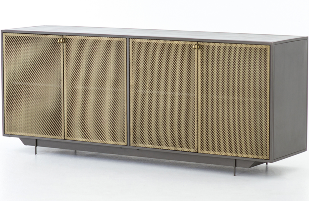 Herman Sideboard Sideboard Brass Doors Gunmetal finish Metal Perforated