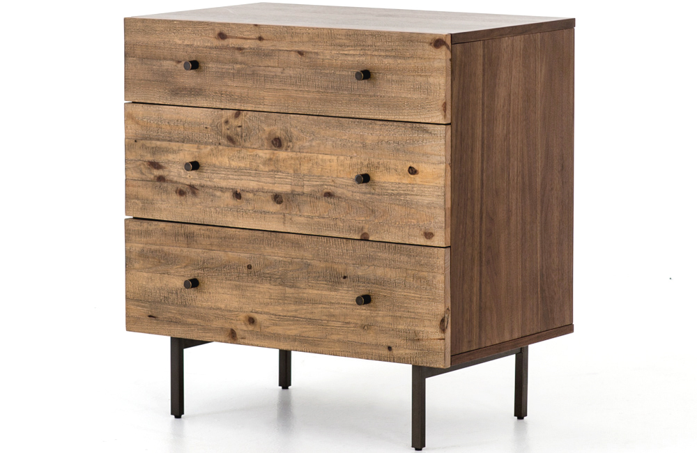 Holden 3-Drawer Dresser Dresser Chestnut Finish Drawers Iron natural Oil Rubbed Bronze Pine Reclaimed rustic Tan