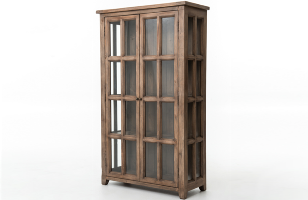 Lambeth Display Cabinet Cabinet Ash Doors Pine Reclaimed shelving Sundried Tempered Glass