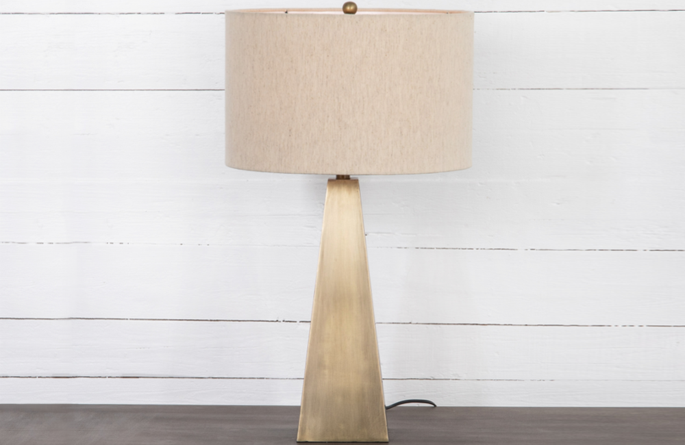 Latona Table Lamp Table Lamp Antiqued Brass cotton Light Beige Metal Pewter Finished