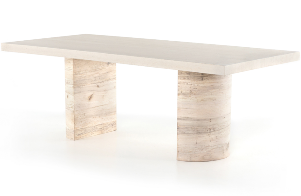 Lucia Dining Table Dining Table Bleached Carved Light Beige Oak Oak Veneer Rectangular Round Rounded Edges