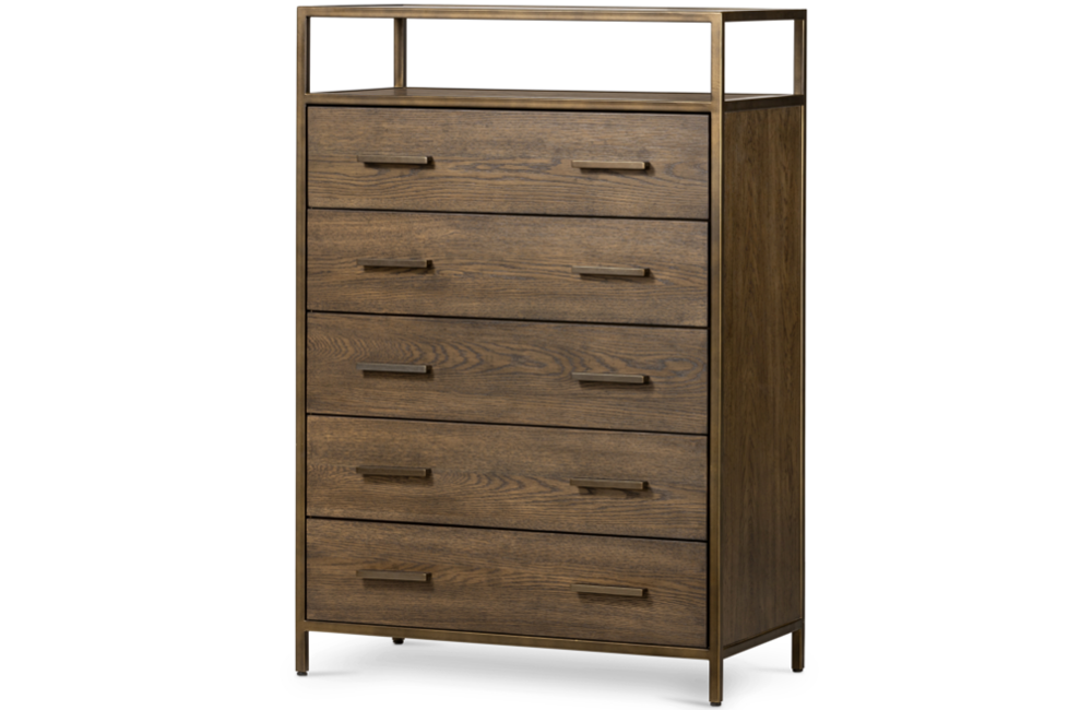 Mancini 5-Drawer Dresser Dresser Bronze Dark Brown Drawers Hazel Finish Iron natural