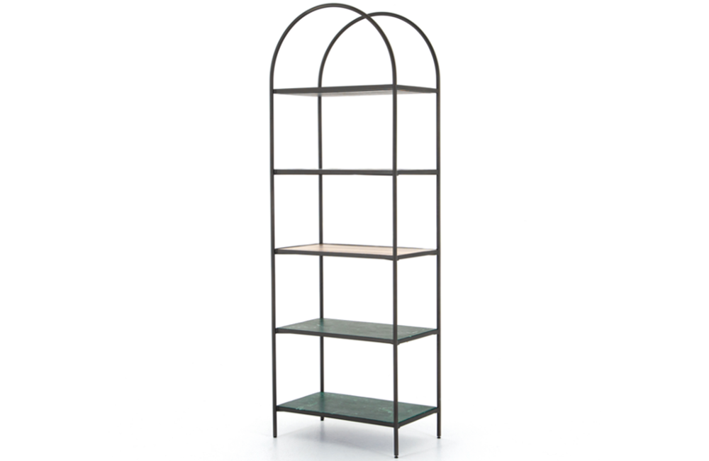 Nanette Bookshelf Bookshelf Black Marble Gunmetal finish Iron marble Pink Marble Round