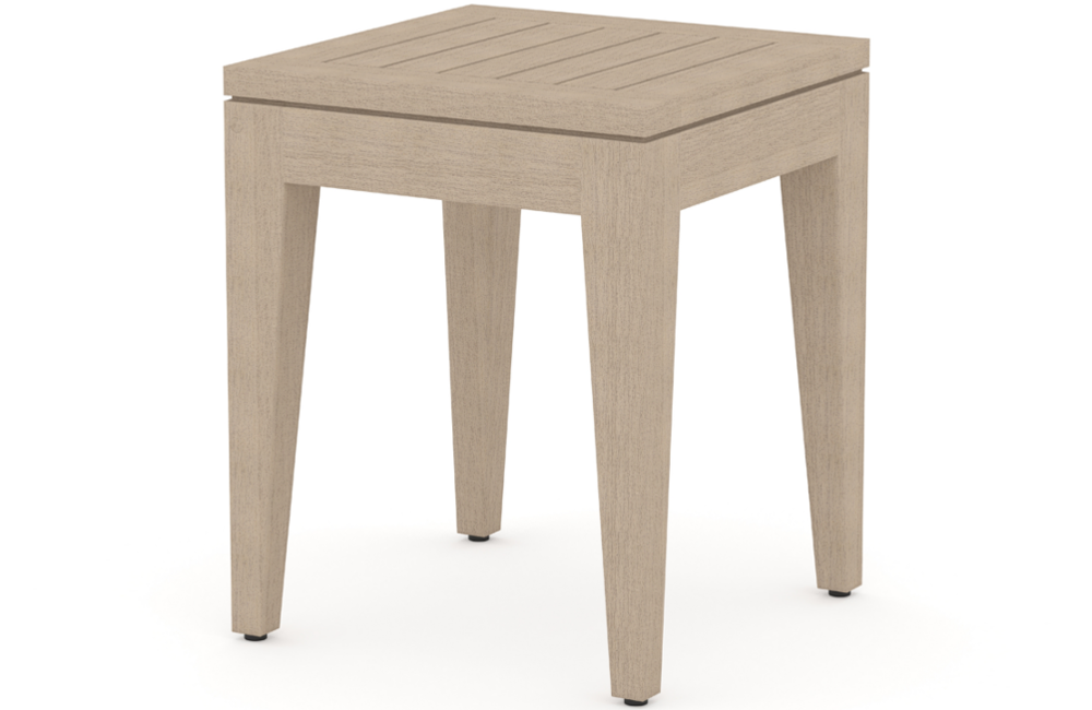 Shayla Outdoor End Table Outdoor End Table FSC-Certified Wood Slatted square Teak Washed Brown Weathered Grey