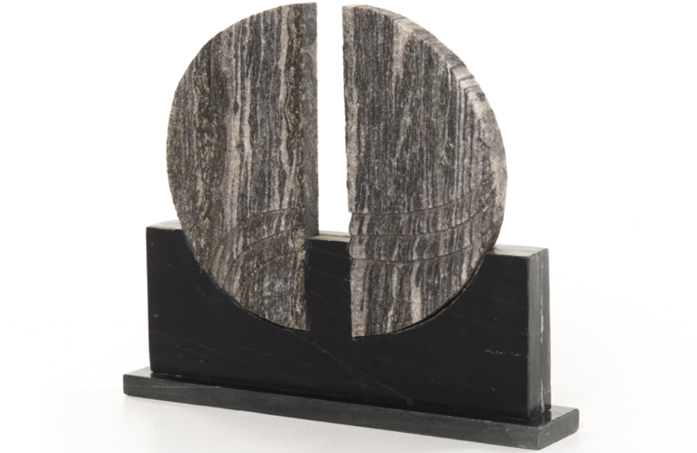 Trey Marble Sculpture Sculpture Black Marble Course Marble Grey marble Round