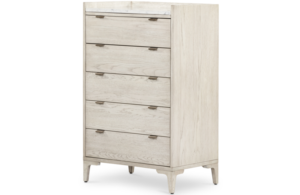 Valdis Tall Dresser Dresser Drawers marble natural Oak Oak Veneer Vintage