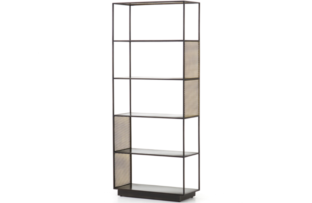 Zenia Bookshelf Bookshelf Brass Gunmetal finish Iron Open Shelving Perforated