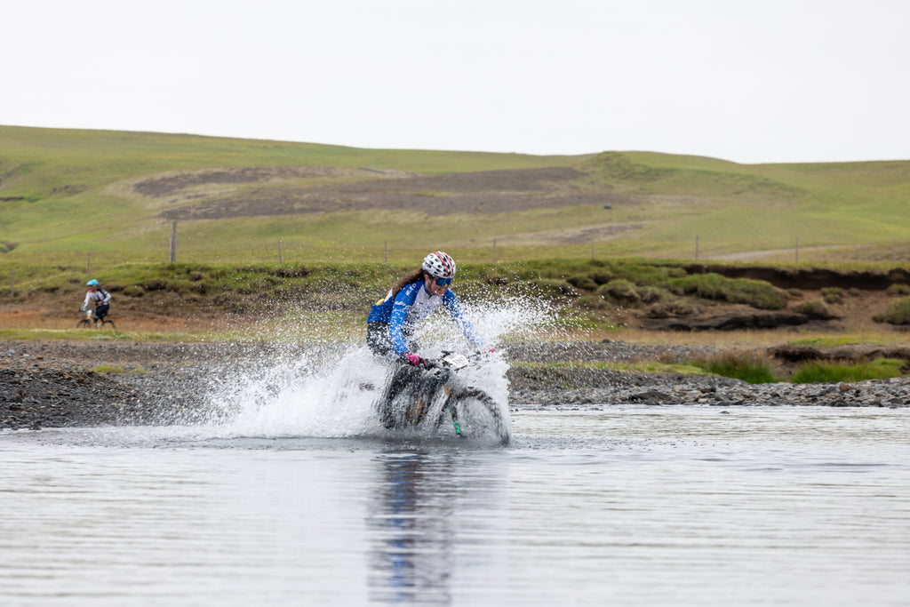 Rift Gravel Bike Race Iceland River Crossing on a bicycle
