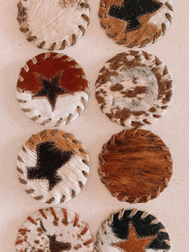 Variety Cowhide Coasters Set