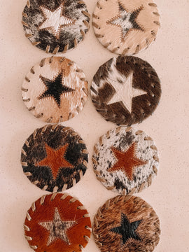 Star Cowhide Coasters Set