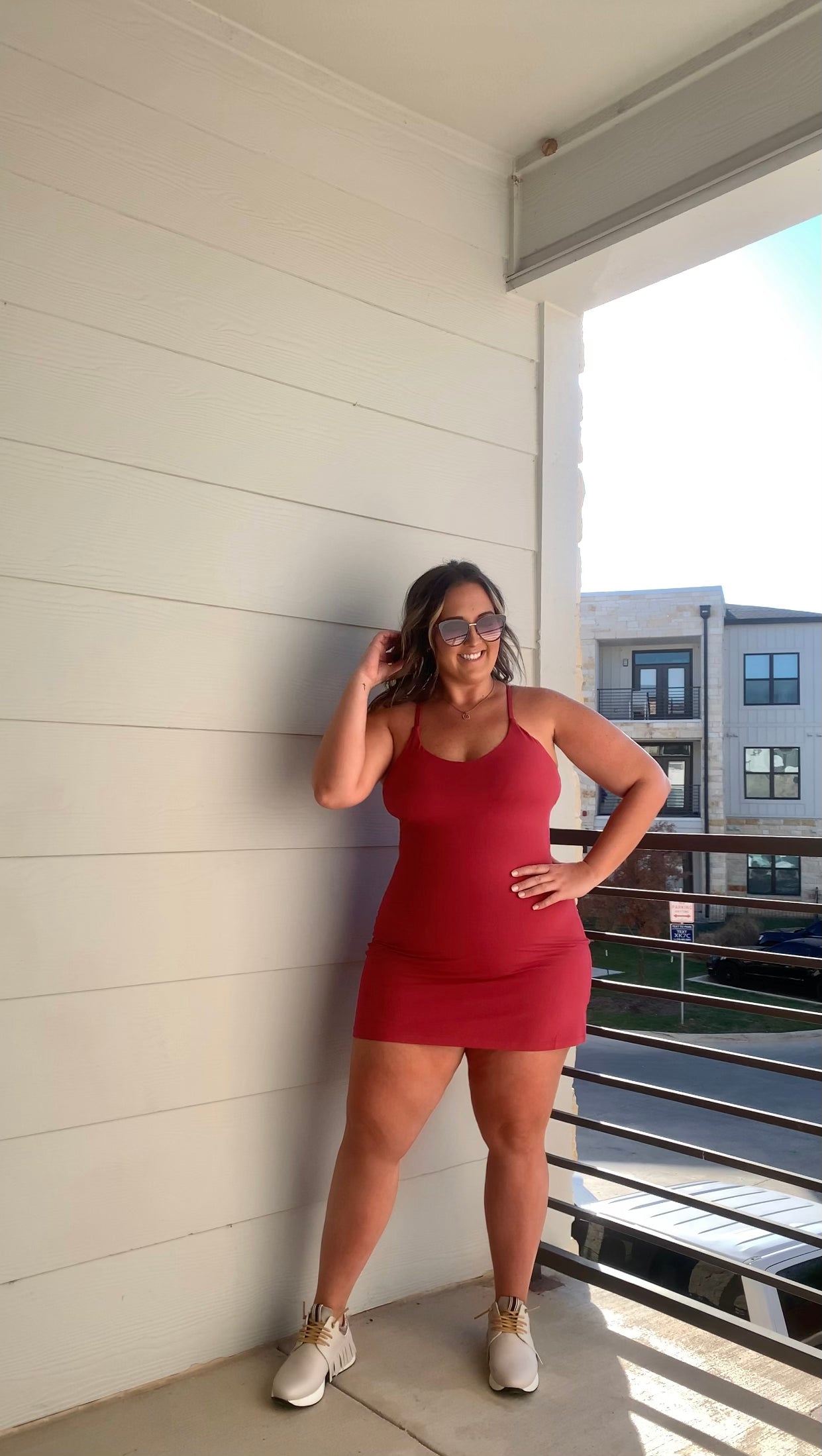 Alex Athleisure Dress - Burnt Red