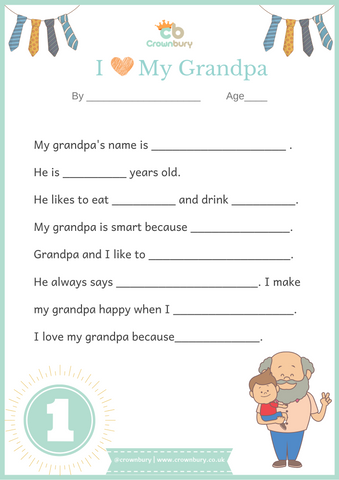 father's day, grandpa, all about my grandpa, i love grandpa, DIY gift for grandpa