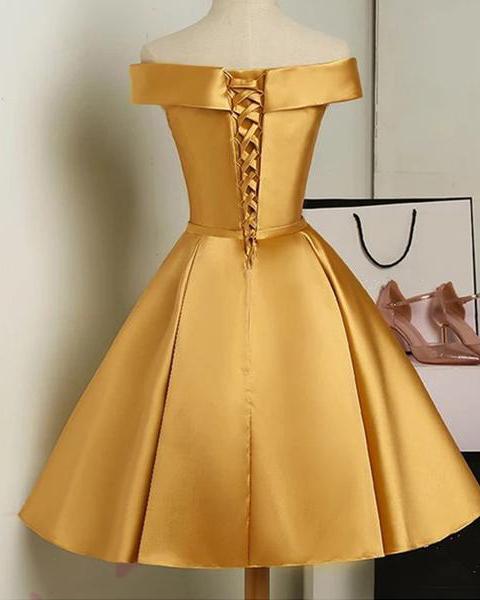 gold satin dress short