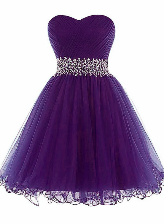 Beautiful Tulle Sweetheart Lace Up Beaded Homecoming Dress Purple Sho Bemybridesmaid