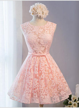 Cute Pink Floral Lace Short Sweetheart Romantic Party Dress, Teen Form –  Cutedressy