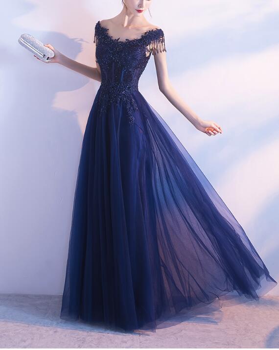 Navy Blue Long Prom Dress, Formal Gowns, Lovely Party Dresses – Cutedressy