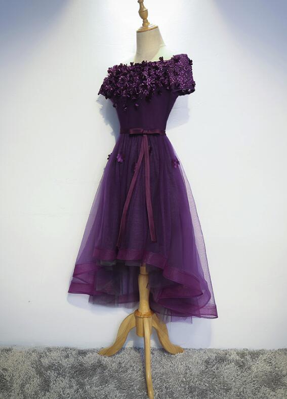 Dark Purple High Low Homecoming Dresses, Cute Formal Dress, Prom Dress ...