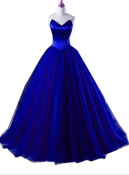 Royal Blue Satin And Tulle Ball Formal Gown Sweet 16 Gowns Blue Part Cutedressy 6794