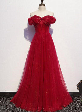Beautiful Dark Red Gradient Sweetheart Wedding Party Dress, A-line