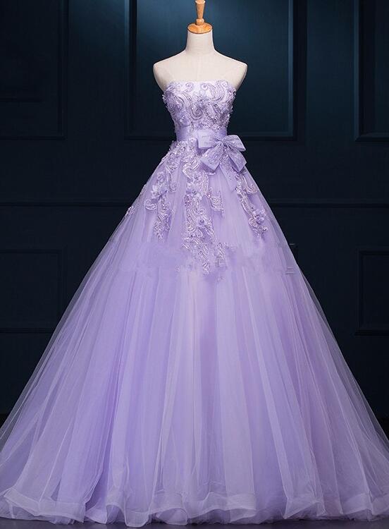 Light Purple Tulle Beaded and Applique Gorgeous Gowns, Sweet 16 Formal ...