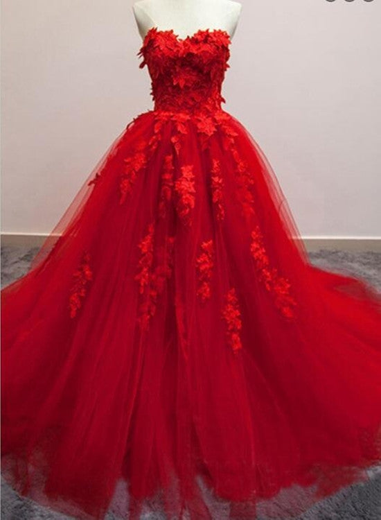 Gorgeous Red Quinceanera Dress, Tulle Ball Gown, Red Formal Gowns ...