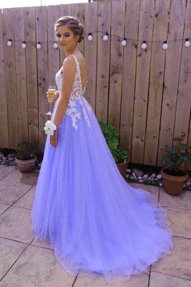 Purple tulle lace short prom dress, purple evening dress – shdress