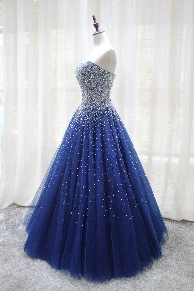 Gorgeous Sparkle Blue Sweet 16 Dress, Handmade Beaded Formal Gown, Jun ...