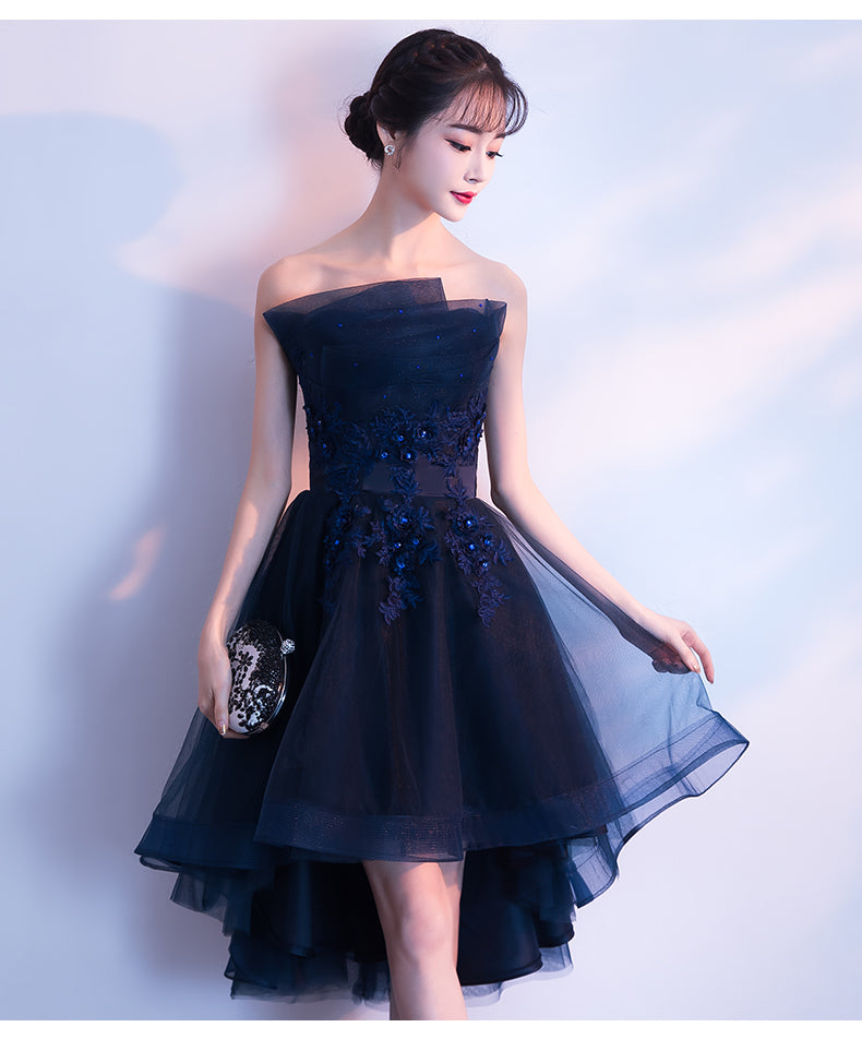 Lovely Navy Blue Tulle High Low Party Dress, Blue Prom Dresses – Cutedressy