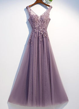 pgmdress A Line Purple Tulle Long Prom Dresses Layered Evening Formal Dresses US18 / Custom Color