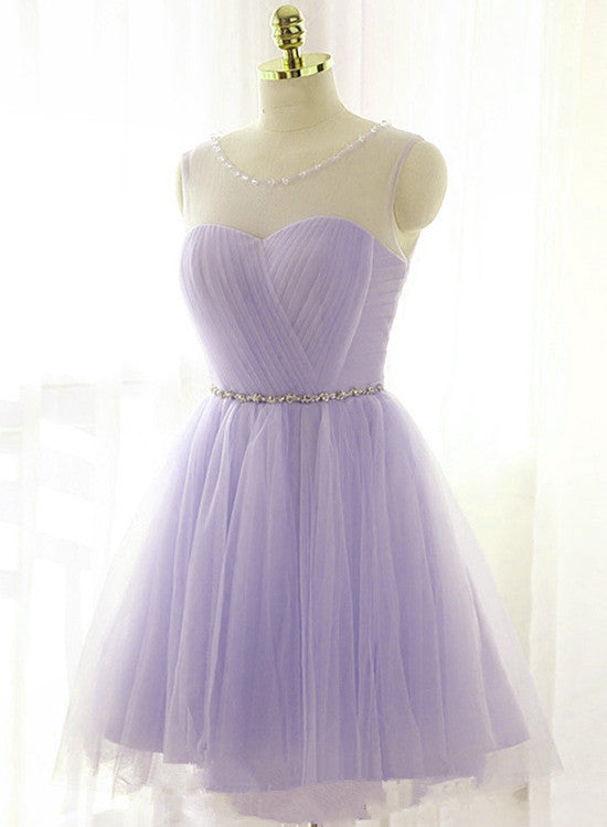 Cute Lavender Homecoming Dress with Belt, Lovely Short Prom Dress ...