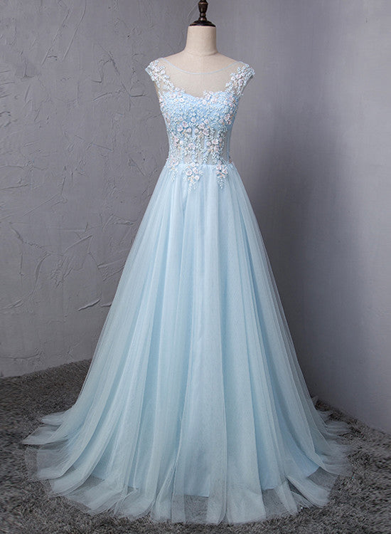 Light Blue Charming Gown, Blue Prom Dress 20188, Junior Party Dresses ...