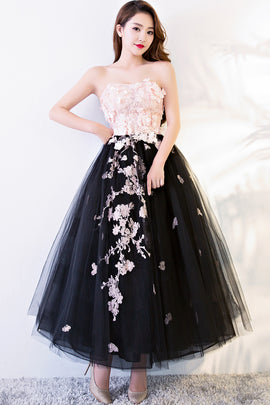 Fashionable Pink and Black Tulle V-neckline Party Dress, Pink Lace App