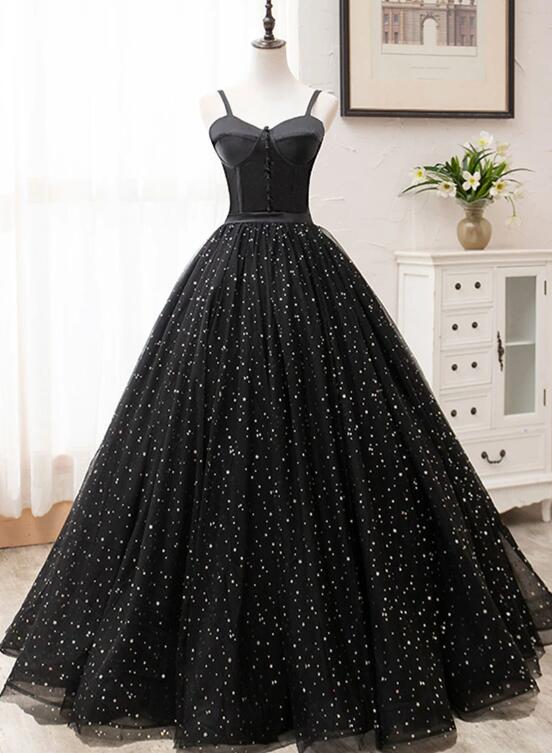 Black Gorgeous Sweetheart Straps Ball Gown Formal Dress, Black Party D ...