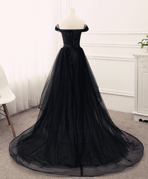 Black Off Shoulder Junior Prom Dress 2018, Tulle Party Gowns, Evening ...