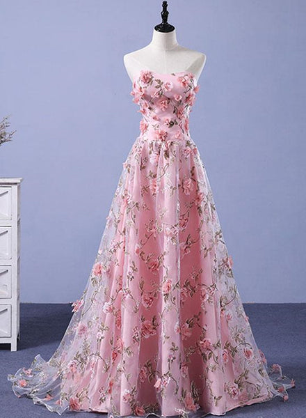 Beautiful Light Pink Flowers Romantic Long Formal Gowns Flowers Party Bemybridesmaid 3391