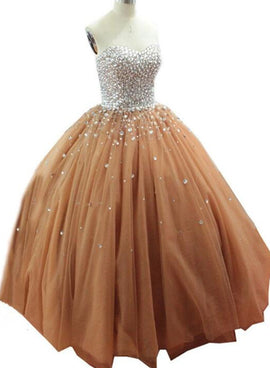 Beautiful Champagne with Gold Applique Long Party Dress, Sweet 16 Dres –  Cutedressy