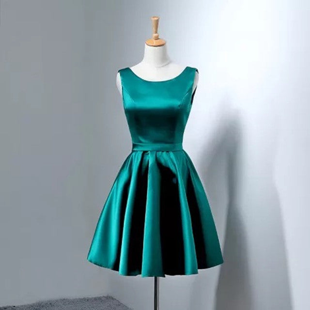 Beautiful Dark Green Satin Short Party Dress , Bridesmaid Dress ...