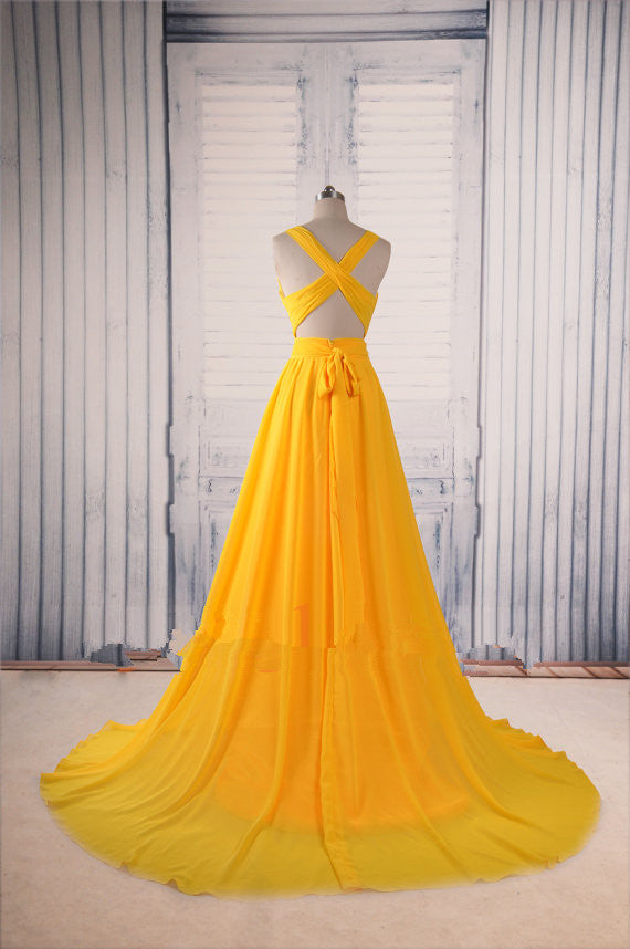 Sexy Yellow Long Formal Dress, Yellow Party Dress, Sexy Party Dresses ...