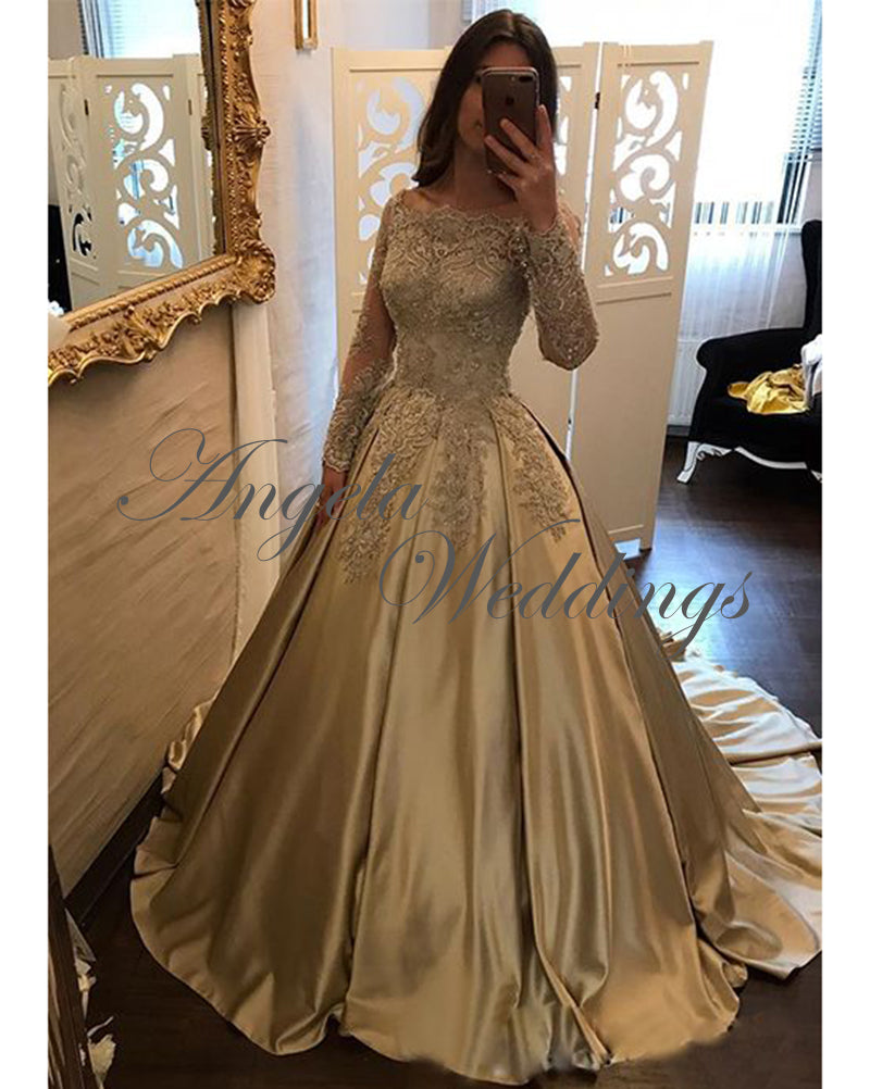 long full sleeve prom dresses