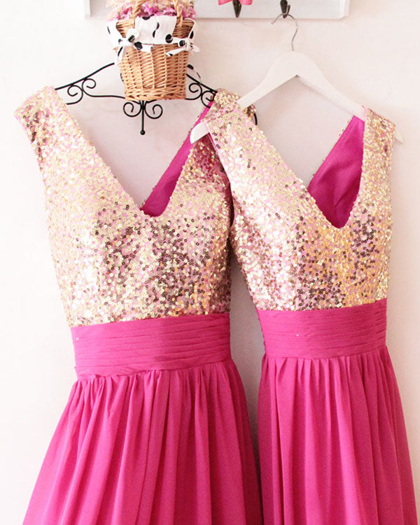 hot pink and gold wedding dresses