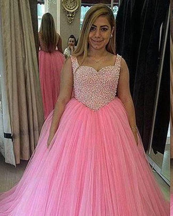 pink puffy quinceanera dresses