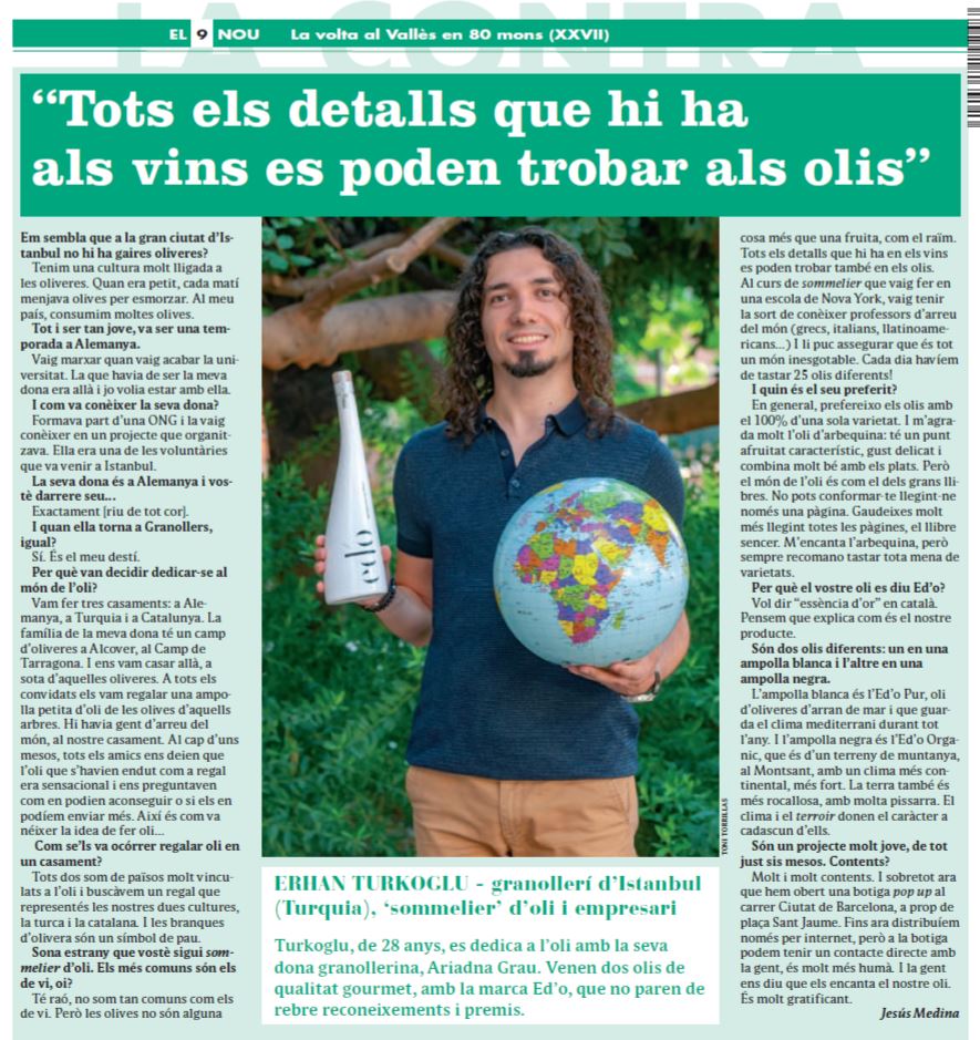 Erhan Turkoglu_Olive Oil Sommelier_Creator of edo olive oil_El9Nou_Newspaper Interview